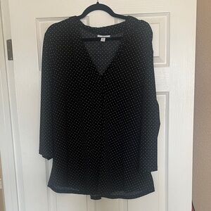 Charter Club Black Blouse with White Dots